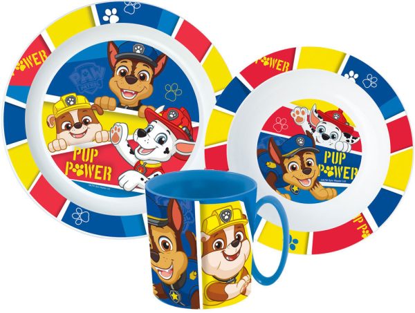 Paw Patrol Pup Power middagsset, mikrosäker set med mugg 350 ml