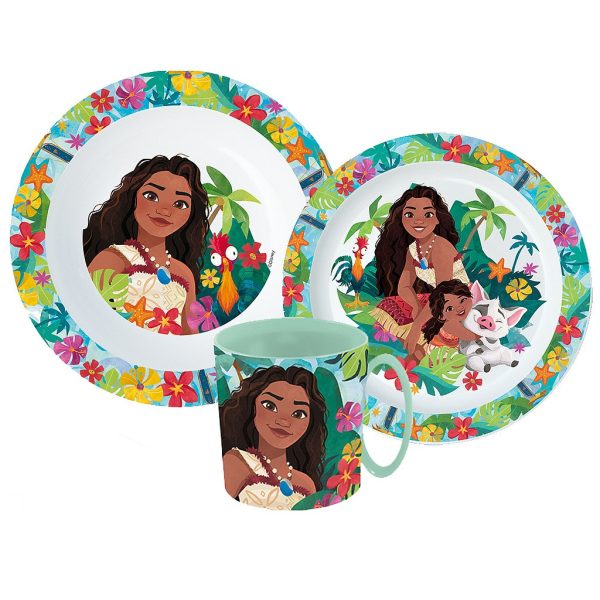 Disney Vaiana Lagoon middagsset, mikrosäkert set med 350 ml mugg