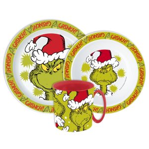 The Grinch Christmas Mischief servisset i mikroplast med mugg 390 ml