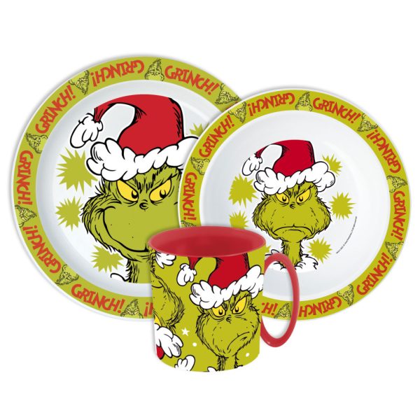 The Grinch Christmas Mischief servis i mikroplast med mugg 390 ml