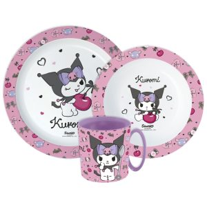 Hello Kitty Kuromi middagsset i mikoplast med mugg 390 ml