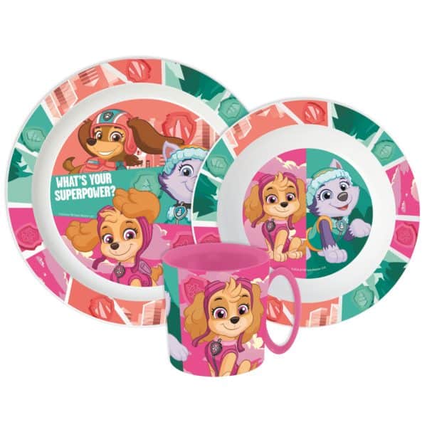 Paw Patrol Superpowers middagsset i mikoplast med mugg 390 ml
