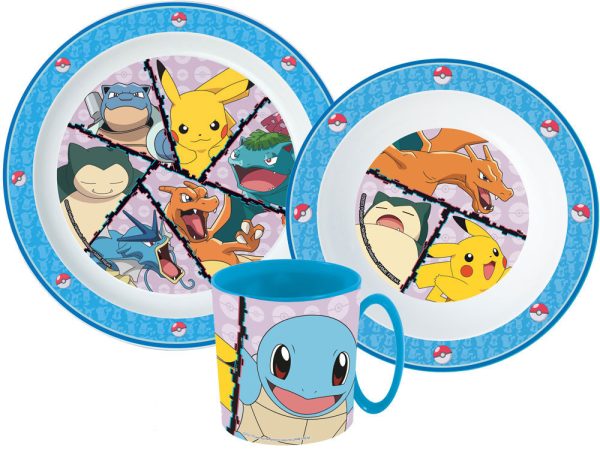 Pokémon Battle middagsset, mikrovågssäkert set med mugg 265 ml
