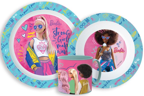 Barbie Stylish middagsset, mikrovågssäkert set med mugg 265 ml