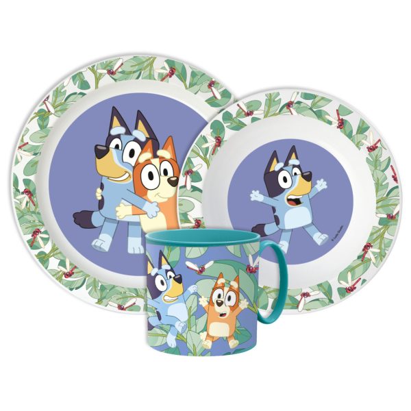 Bluey Tropiskt middagsset, mikrovågssäkert set med 265 ml mugg