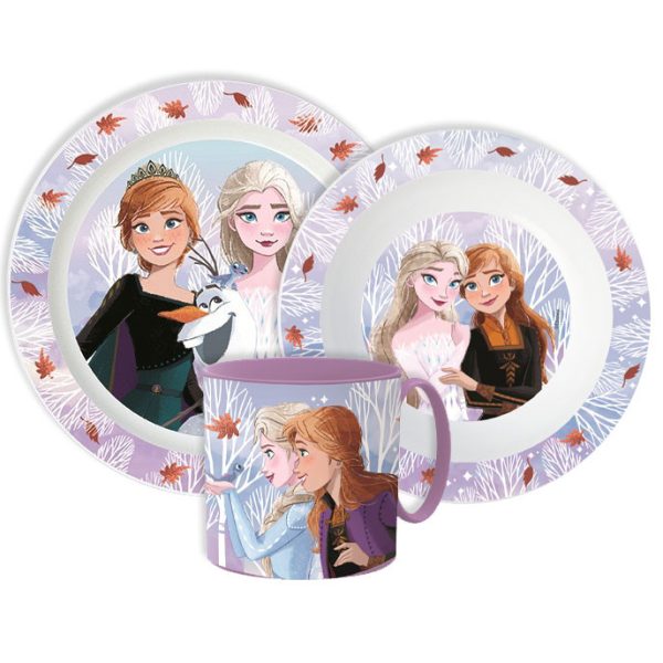 Disney Frozen Autumn Leaves middagsservis, mikrosäker set med mugg 265 ml