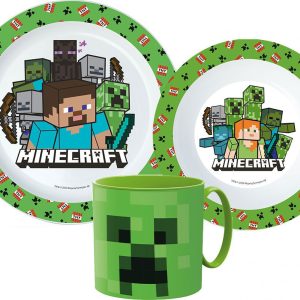 Minecraft Pixelcraft middagsset i mikoplast med mugg 265 ml