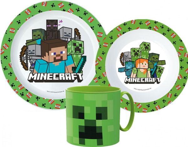 Minecraft Pixelcraft middagsset med mugg 265 ml