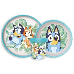Bluey Leaves halkfri matservis i mikroplast