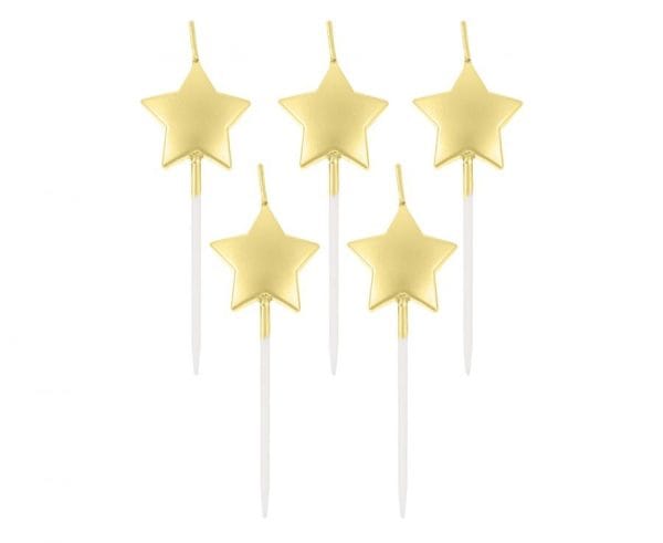 Star Metallic Gold tårtljus, set med 5 stycken