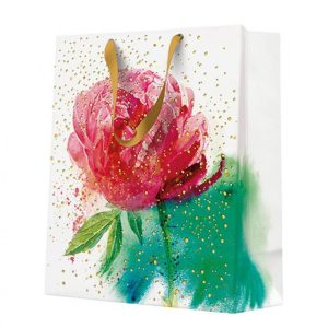 Presentpåse i papper med rosor 20x25x10 cm