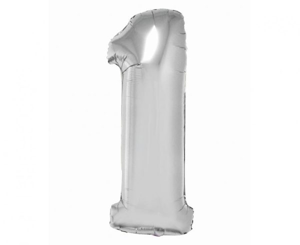 Number Silver 1 Folieballong 76 cm