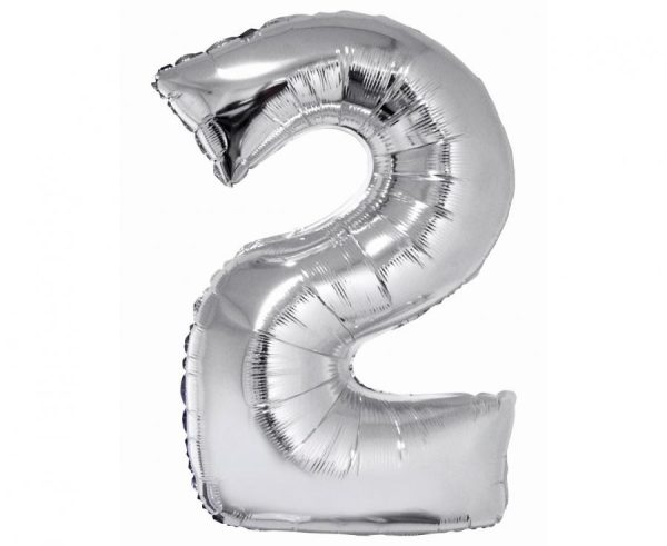 Number Silver 2 Folieballong 76 cm