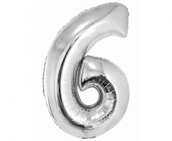 Number Silver 6 folieballong 76 cm
