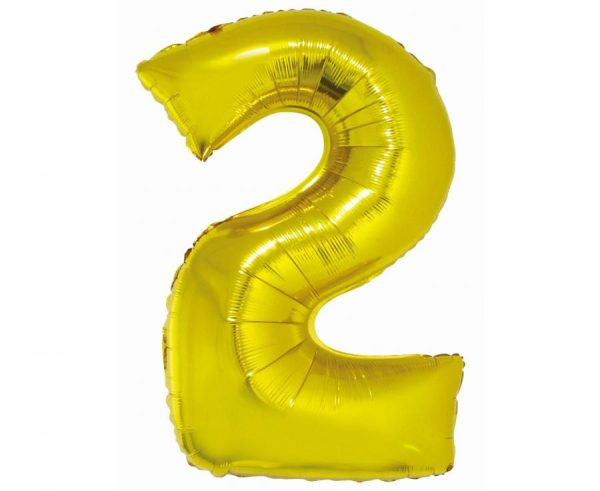 Number Gold 2 Folieballong 76 cm