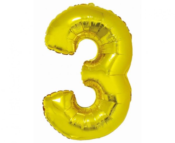 Number Gold nummer 3 folieballong 76 cm