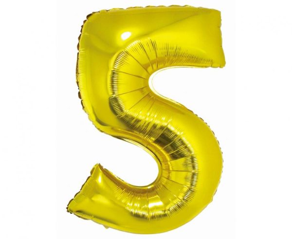 Number Gold 5 folieballong 76 cm