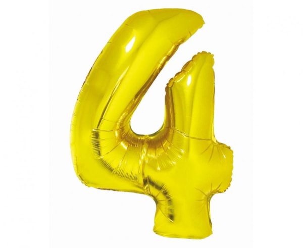 Number Gold guldfärgad folieballong nummer 4 76 cm