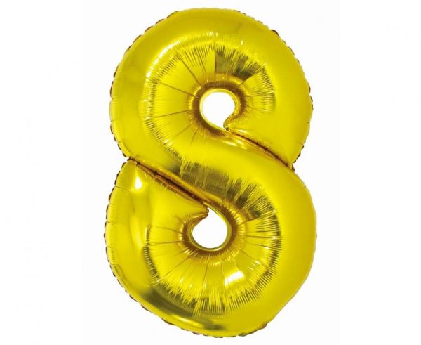 Number Gold 8 Folieballong 76 cm