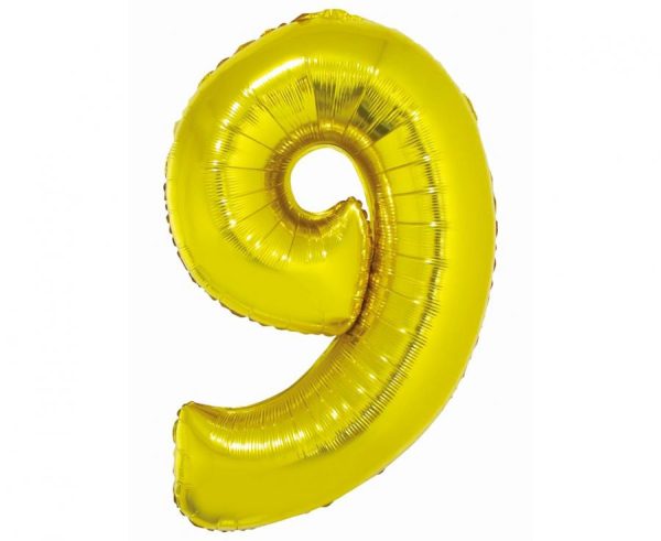 Number Gold 9 folieballong 76 cm