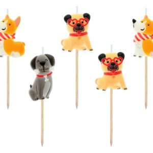 Animals Corgi hund tårtljus, set med 5 stycken