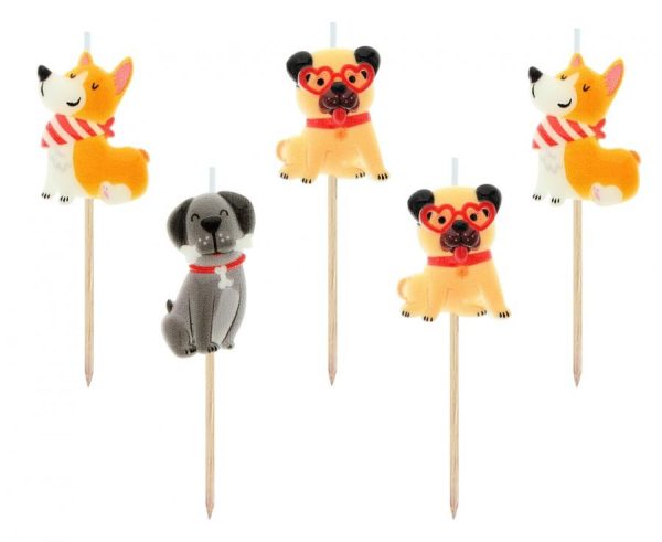 Animals Corgi hund tårtljus, set med 5 ljus
