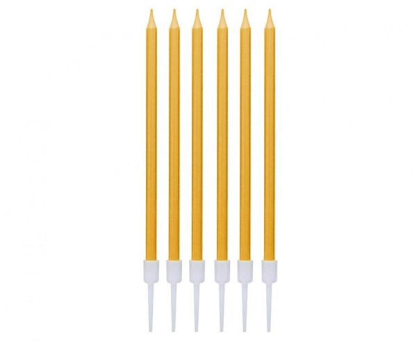 Colour Metallic Gold Tårtljus, 6-pack, 13,5 cm