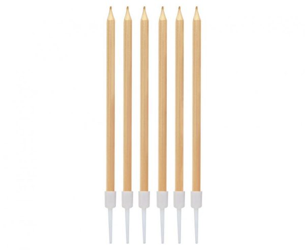 Colour Metallic Ljusguldfärgade Tårtljus, 6-pack, 13,5 cm