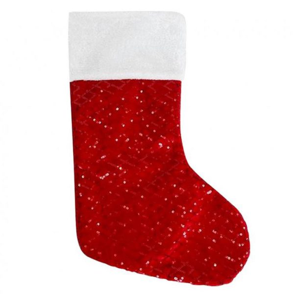 Julstrumpa Santa med paljetter, 44 cm