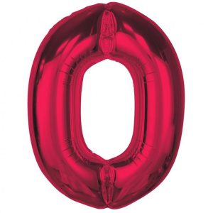 Röd Folieballong Siffra 0, 92 cm