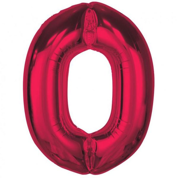Number Röd 0 Folieballong 92 cm