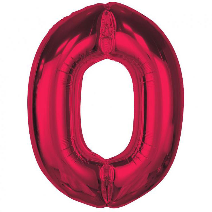 Röd Folieballong Siffra 0, 92 cm