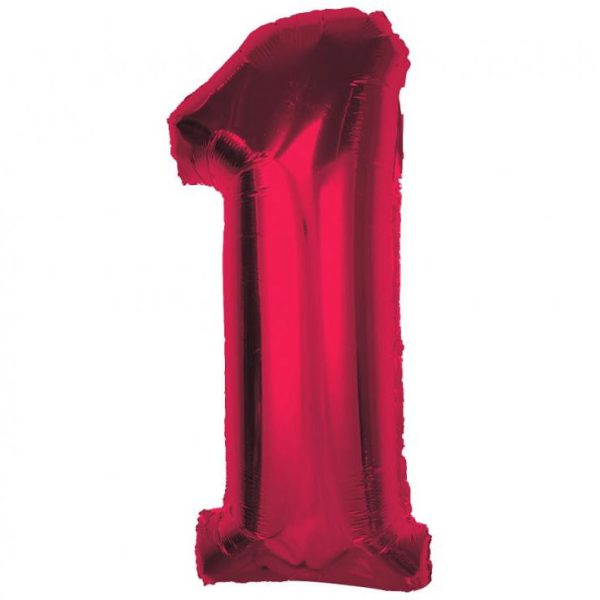 Number röd folieballong siffra 1, 92 cm