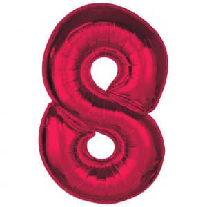 Number Red Röd Nummer 8 Folieballong 92 cm
