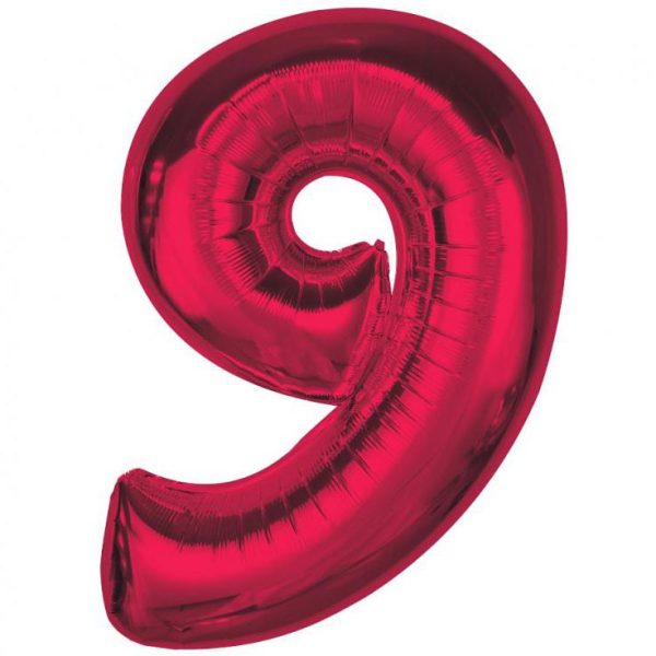 Number Röd Nummer 9 Folieballong 92 cm