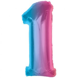 Number regnbågsfärgad folieballong siffra 1, 92 cm