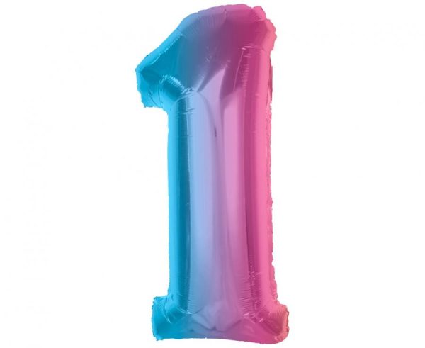 Number Regnbågsfärgad sifferballong 1, 92 cm