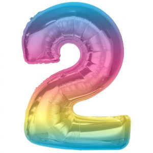 Number Rainbow Färgglad Nummer 2 Folieballong 92 cm