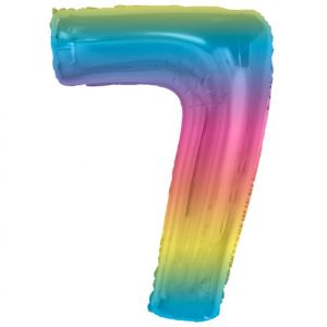 Number Rainbow Färgglad Nummer 7 Folieballong 92 cm