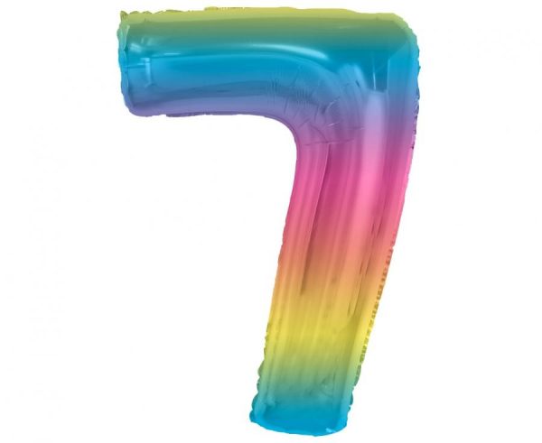 Number Regnbågsfärgad Nummer 7 Folieballong 92 cm