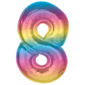 Number Rainbow Färgglad sifferballong 8 i folie 92 cm