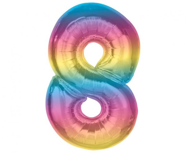 Number regnbågsfärgad sifferballong 8, 92 cm