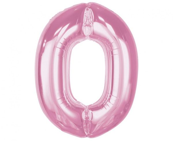 Number Light Pink Nummer 0 Folieballong 92 cm