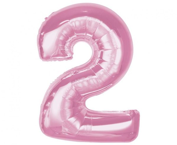 Number Light Pink Nummer 2 Folieballong 92 cm
