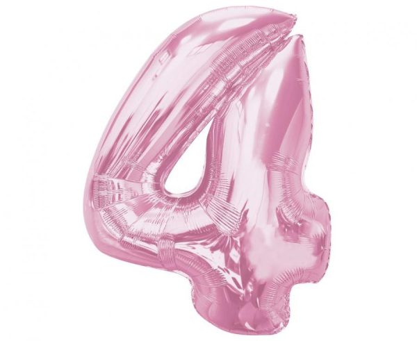 Number Light Pink Nummer 4 Folieballong 92 cm