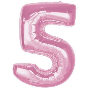 Number Light Pink Rosa Nummer 5 Folieballong 92 cm
