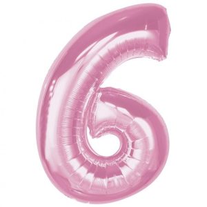 Number Light Pink Rosa Nummer 6 Folieballong 92 cm