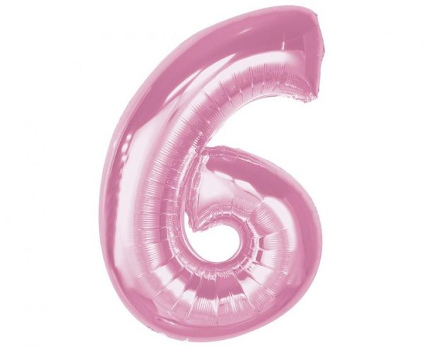 Number Light Pink Nummer 6 Folieballong 92 cm
