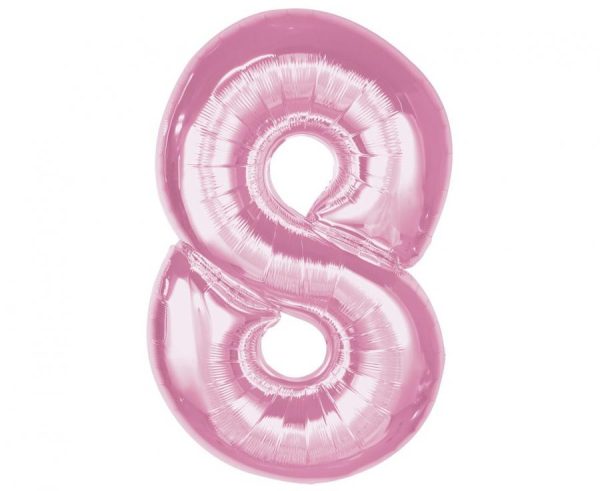 Number Light Pink Nummer 8 Folieballong 92 cm