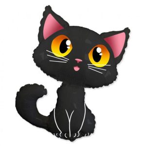 Halloween svart katt folieballong 90 cm (WP)